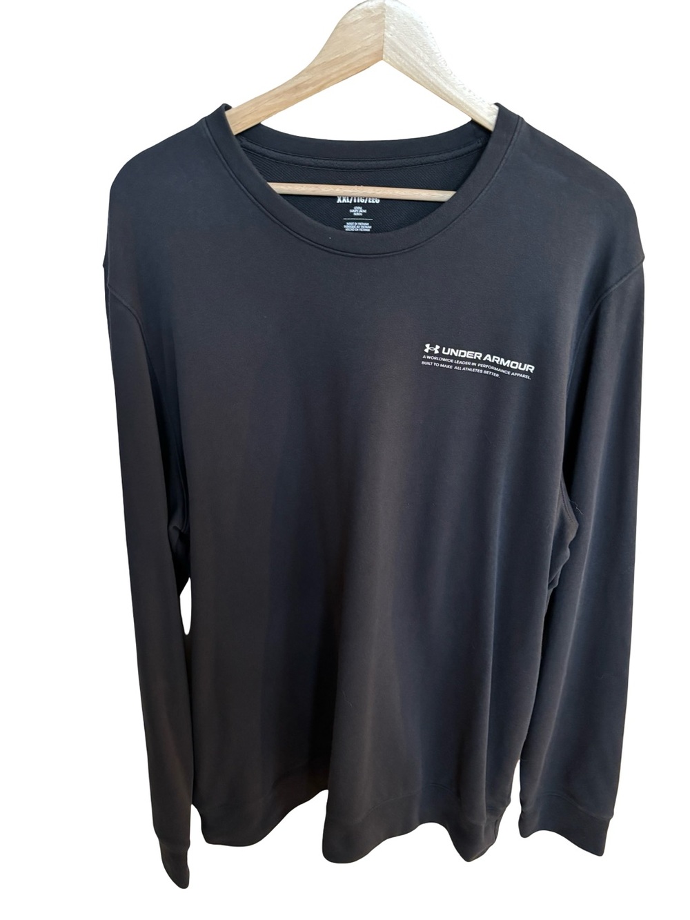Under Armour Rival Terry Logo Mens Sweatshirt Black Gym Moisture Wicking XXL